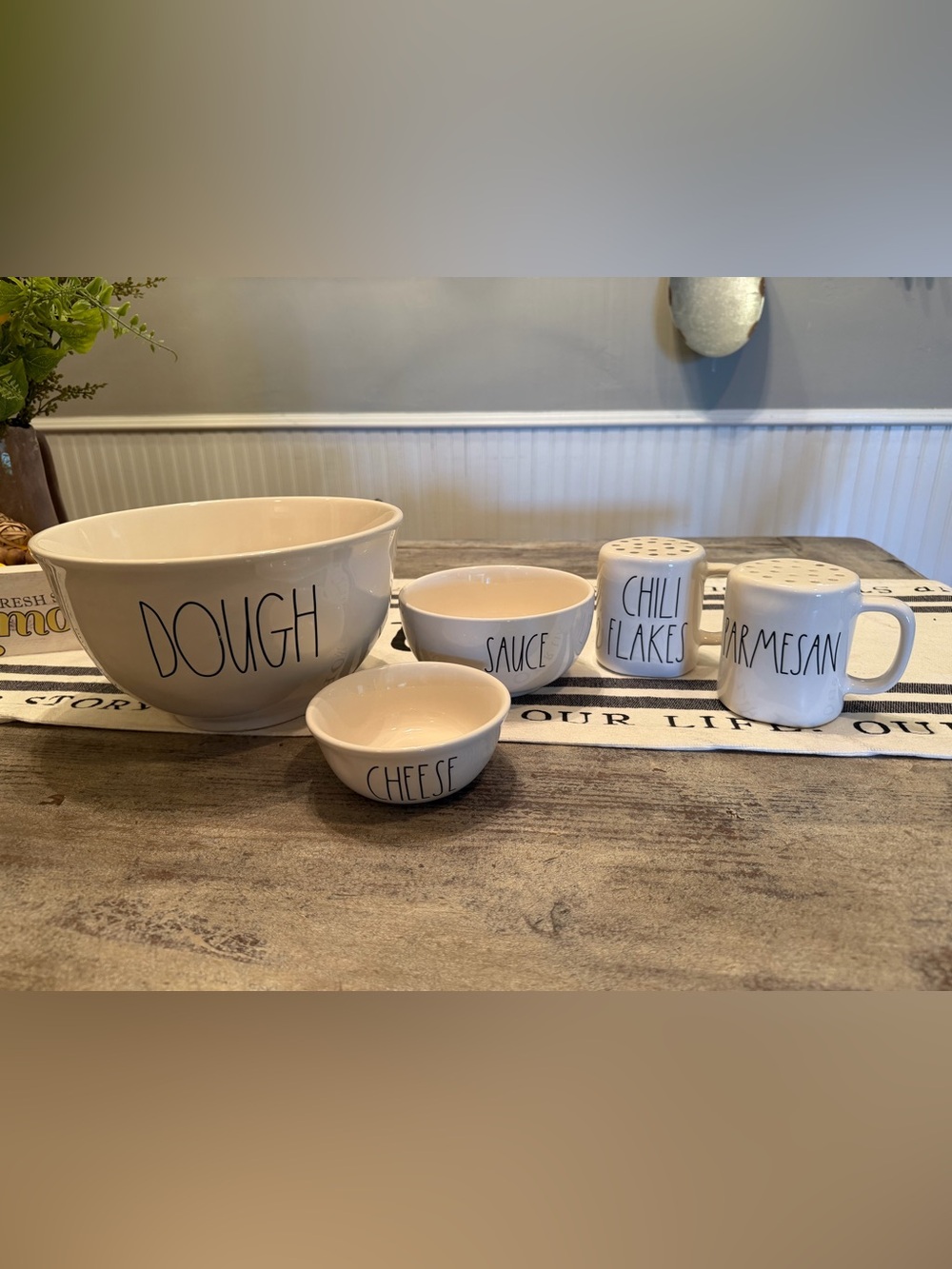 Rae Dunn Cream and Black Lettered Ceramic Kitchen Set